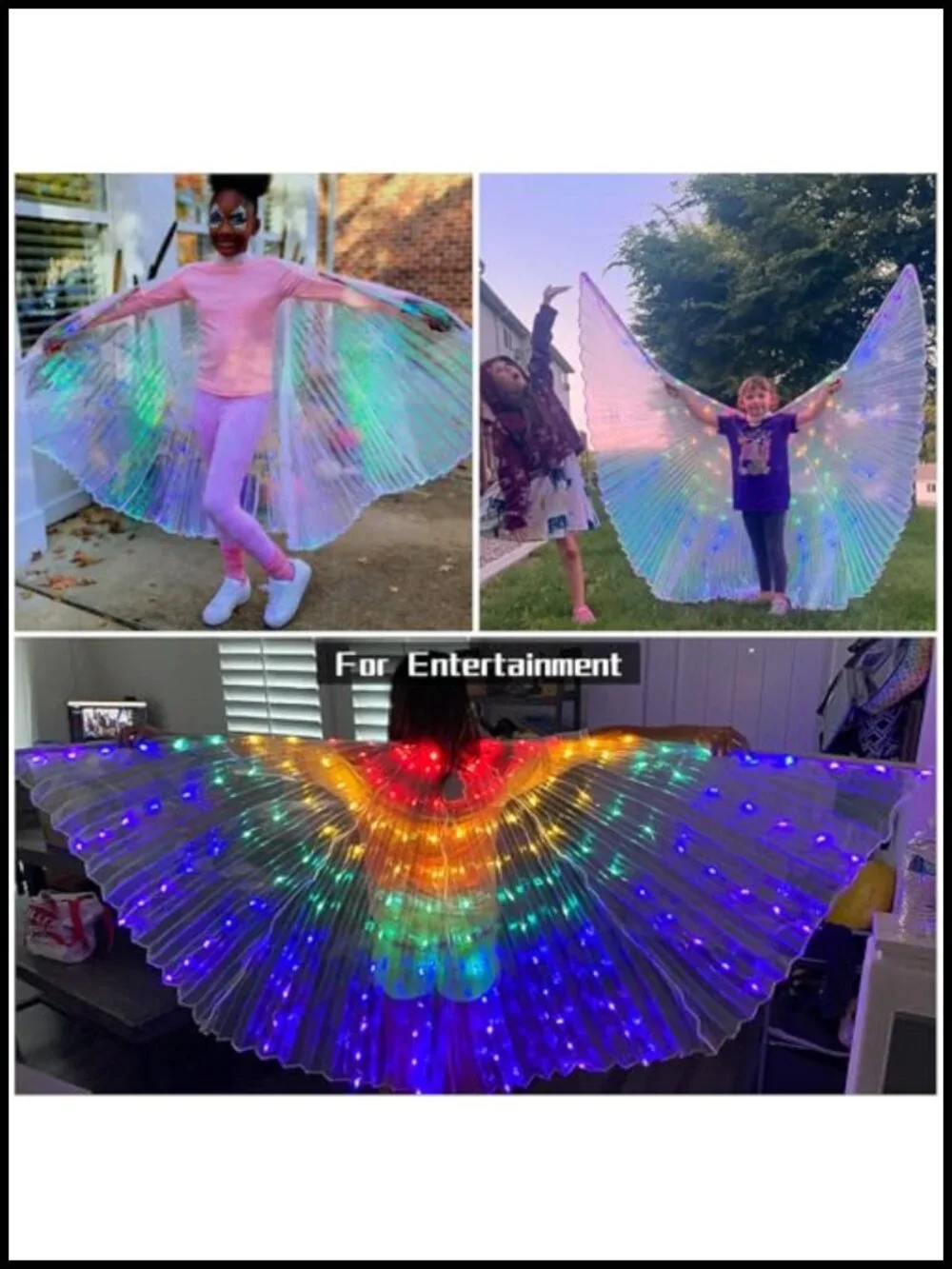 LED Butterfly Wings Light Up Fairy Costume Accessory for Halloween Cosplay Party